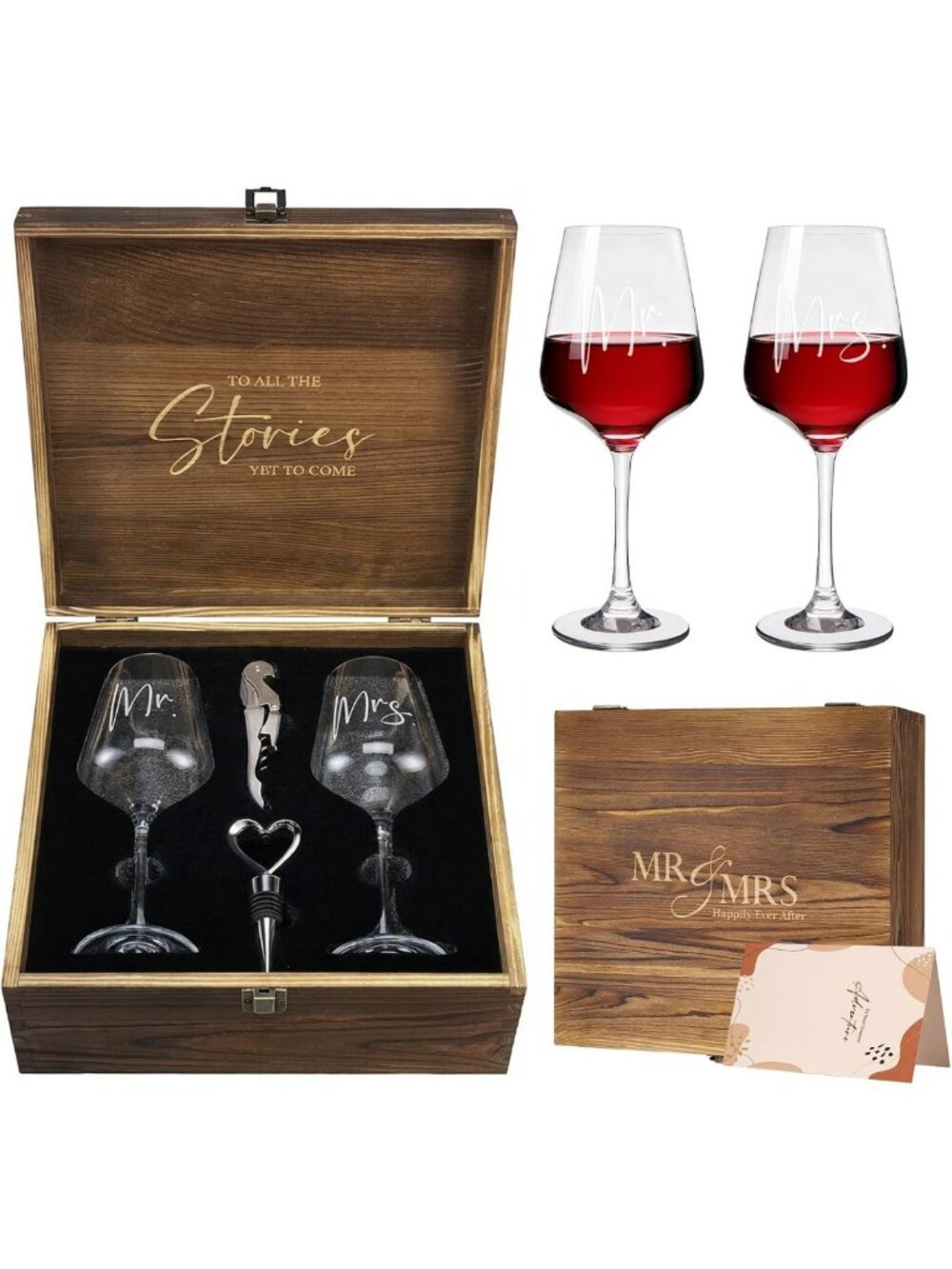 Mr and Mrs Wine Glasses Set - Perfect Bridal Shower & Wedding Gifts for Couples